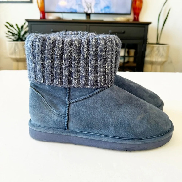 Lamo Blue Suede Sweater Cuff Shearling Boots Women’s Size 12 Warm Winter READ - Picture 11 of 11
